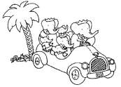 coloriage babar en voiture